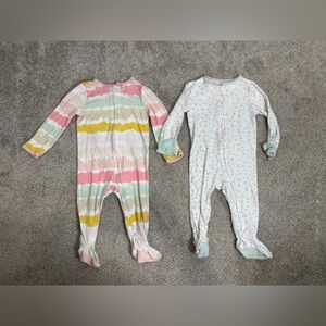 Cloud Island 6-9 months cotton zip up baby girl pajamas set of 2 pastels footie